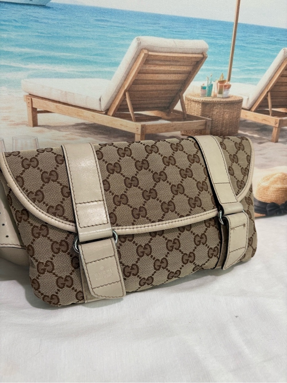 Authentic Gucci GG Canvas Leather Belt Crossbody waist Bag with Dust Cover - Picture 2 of 16
